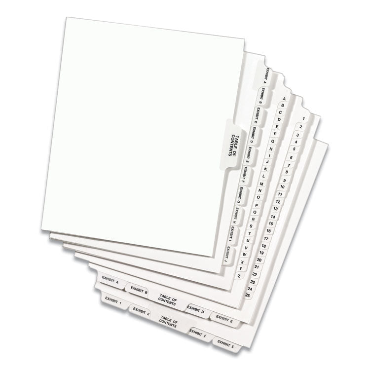 Preprinted Legal Exhibit Side Tab Index Dividers, Avery Style, 25-Tab, 1 To 25, 11 X 8.5, White, 1 Set, (1330)