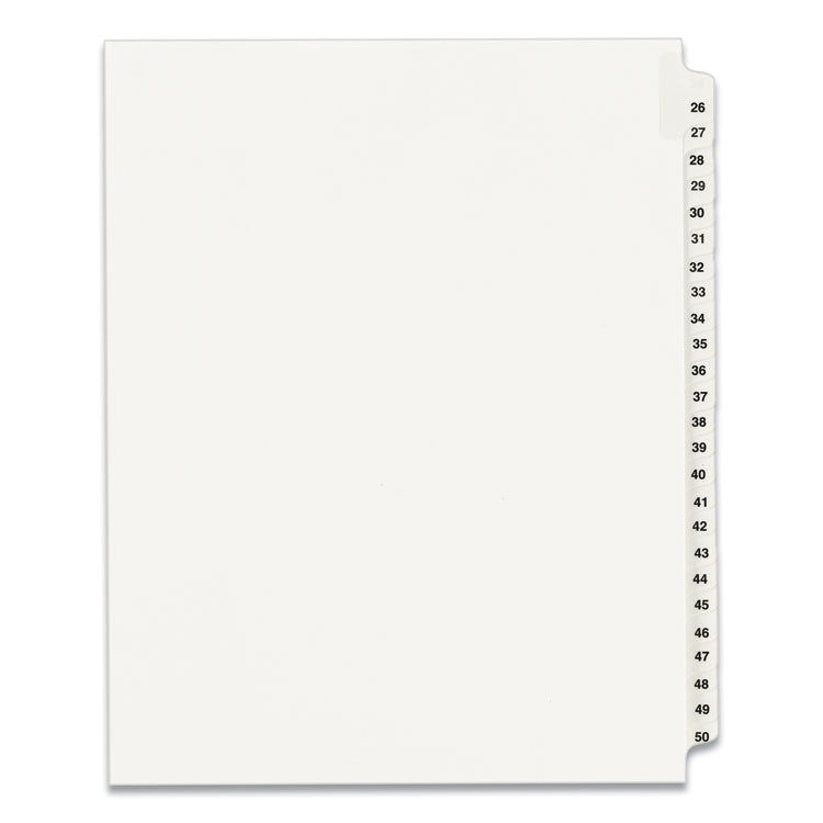 Preprinted Legal Exhibit Side Tab Index Dividers, Avery Style, 25-Tab, 26 To 50, 11 X 8.5, White, 1 Set, (1331)