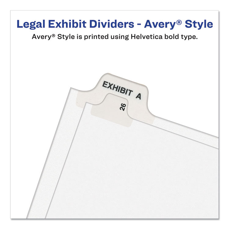 Preprinted Legal Exhibit Side Tab Index Dividers, Avery Style, 25-Tab, 1 To 25, 11 X 8.5, White, 1 Set, (1330)
