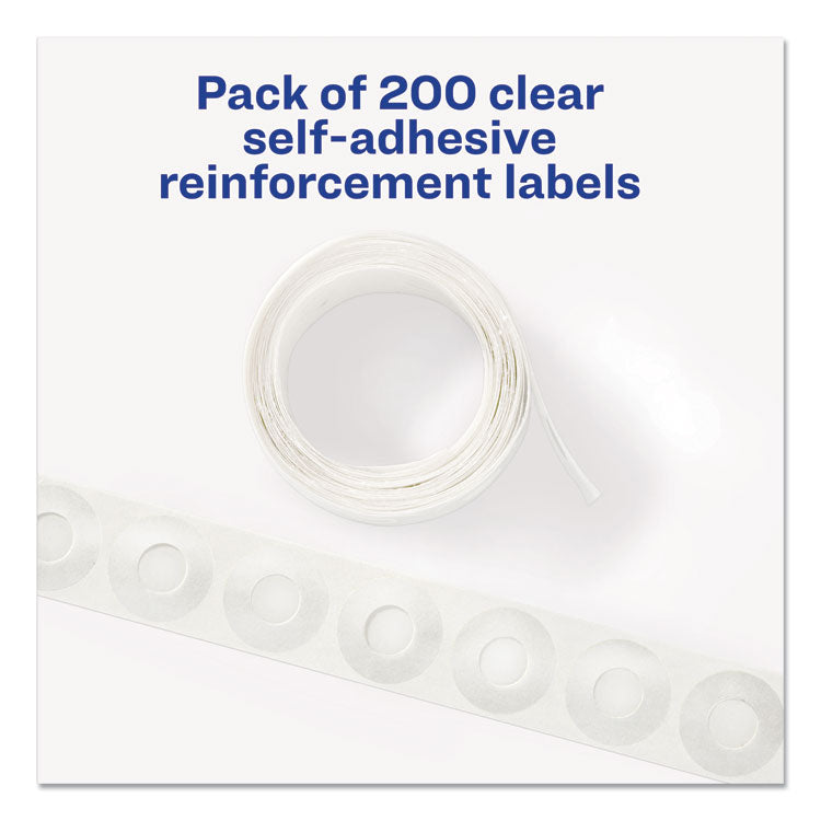 Dispenser Pack Hole Reinforcements, 0.25" Dia, Clear, 200/Pack, (5721)