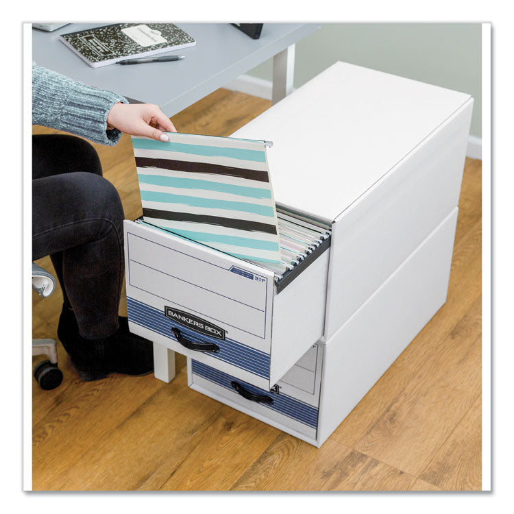 Stor/drawer Steel Plus Extra Space-Savings Storage Drawers, Letter Files, 14" X 25.5" X 11.5", White/blue, 6/carton