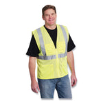 ANSI Class 2 Four Pocket Zipper Safety Vest, Polyester Mesh, 4X-Large, Hi-Viz Lime Yellow