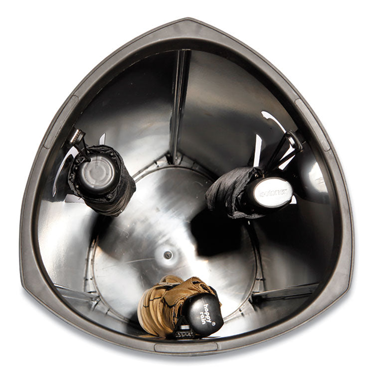 Triangular Umbrella Stand, Steel, 10.25w x 10.25d x 23.67h, Silver/Black