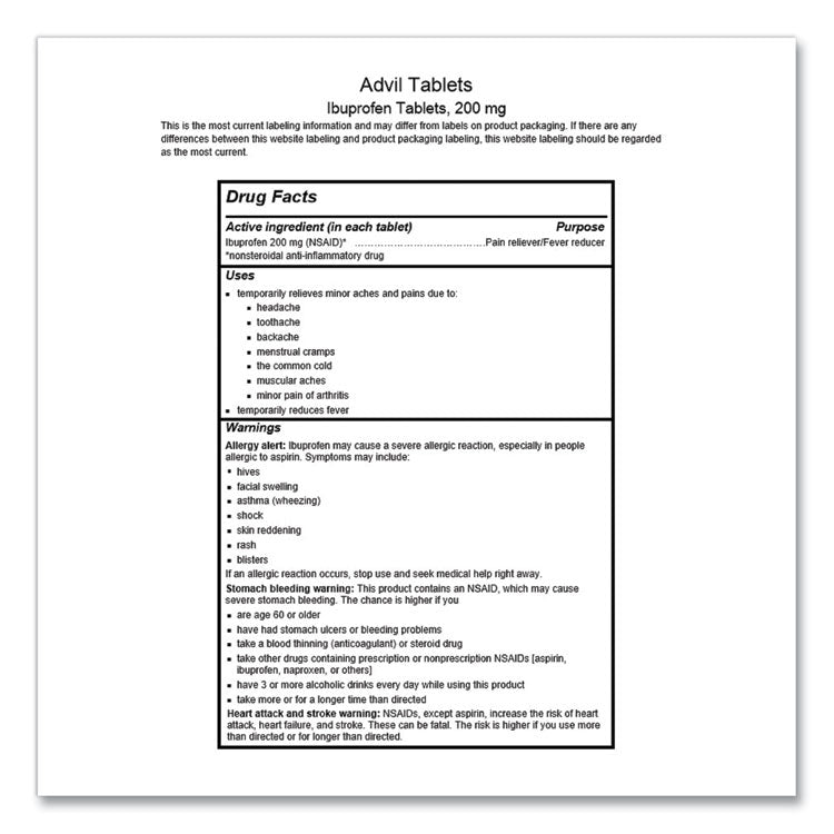 Ibuprofen Tablets, 200mg, Refill Pack, Two Tablets/packet, 30 Packets/box