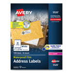Waterproof Address Labels With Trueblock And Sure Feed, Laser Printers, 1 X 2.63, White, 30/sheet, 50 Sheets/pack