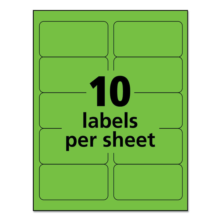 High-Visibility Permanent Laser Id Labels, 2 X 4, Neon Green, 1000/box