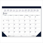 Recycled Academic Desk Pad Calendar, 22 x 17, White/Blue Sheets, Blue Binding/Corners, 14-Month: July 2025 to Aug 2026