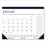Recycled Two-Color Monthly Desk Pad Calendar with Notes Section, 18.5 x 13, Blue Binding/Corners, 12-Month (Jan-Dec): 2025