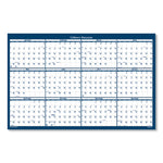 Recycled Poster Style Reversible/Erasable Yearly Wall Calendar, 66 x 33, White/Blue/Gray Sheets, 12-Month (Jan to Dec): 2025