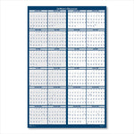 Reversible/Erasable Two-Year Wall Calendar, 24 x 37, Light Blue/Blue/White Sheets, 24-Month: Jan 2025 to Dec 2026