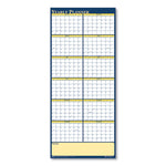 Recycled Reversible Yearly Wall Planner, 60 x 26, White/Blue/Yellow Sheets, 12-Month (Jan to Dec): 2025