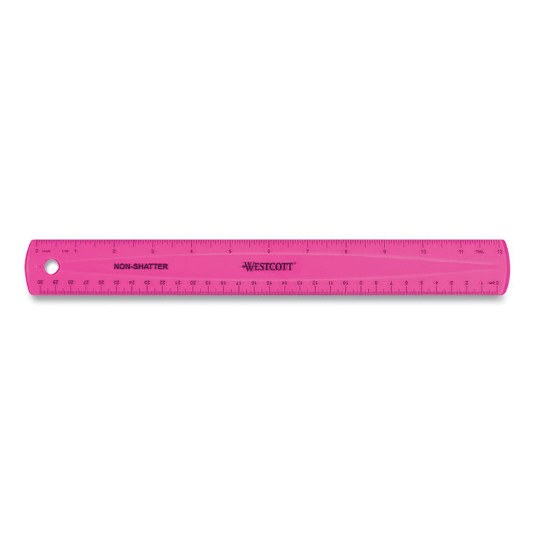 Non-Shatter Flexible Ruler, Standard/metric, 12" (30 Cm) Long, Plastic, Assorted Translucent Colors, 12/box