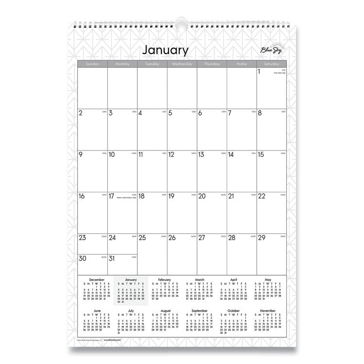 Enterprise Wall Calendar, Geometric Artwork, 12 x 17, White/Gray Sheets, 12-Month (Jan to Dec): 2025