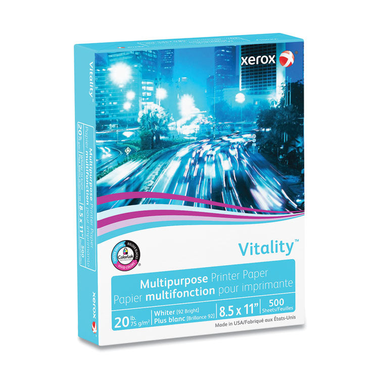Vitality Multipurpose Print Paper, 92 Bright, 20 lb Bond Weight, 8.5 x 11, White, 500 Sheets/Ream