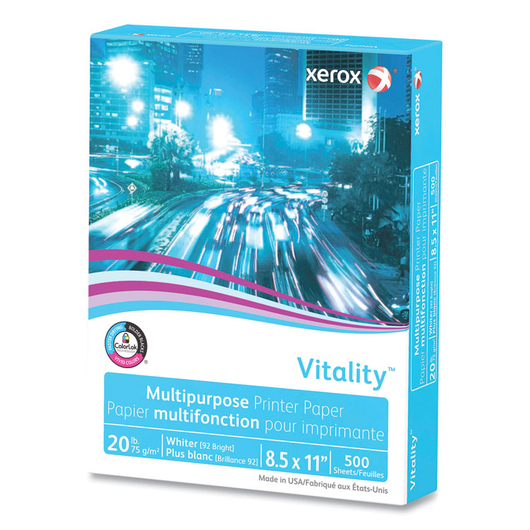Vitality Multipurpose Print Paper, 92 Bright, 20 lb Bond Weight, 8.5 x 11, White, 500 Sheets/Ream