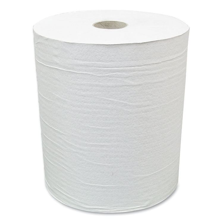 Hardwound Paper Towel Roll, Eco Green Paper, 1-Ply, 7.88" X 800 Ft, White, 6/carton