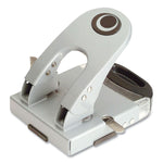 50-Sheet Deluxe Two-Hole Punch, 1/4" Holes, Gray/blue