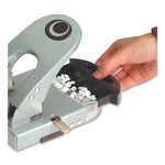 50-Sheet Deluxe Two-Hole Punch, 1/4" Holes, Gray/blue