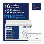 Premium Soft Xpress 3-Panel Multifold Hand Towels, 2-Ply, 9.13 x 9.5, White/Blue Leaf, 135/Packs, 16 Packs/Carton