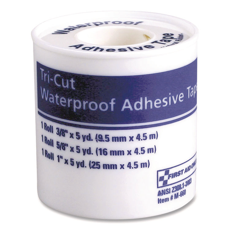 Tri-Cut Waterproof-Adhesive Medical Tape with Dispenser, Tri-Cut Width (0.38", 0.63", 1"), 5 yds Long