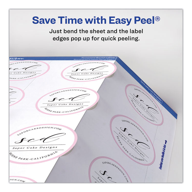 Printable Self-Adhesive Permanent ID Labels w/Sure Feed, 0.75" dia, White 800/PK
