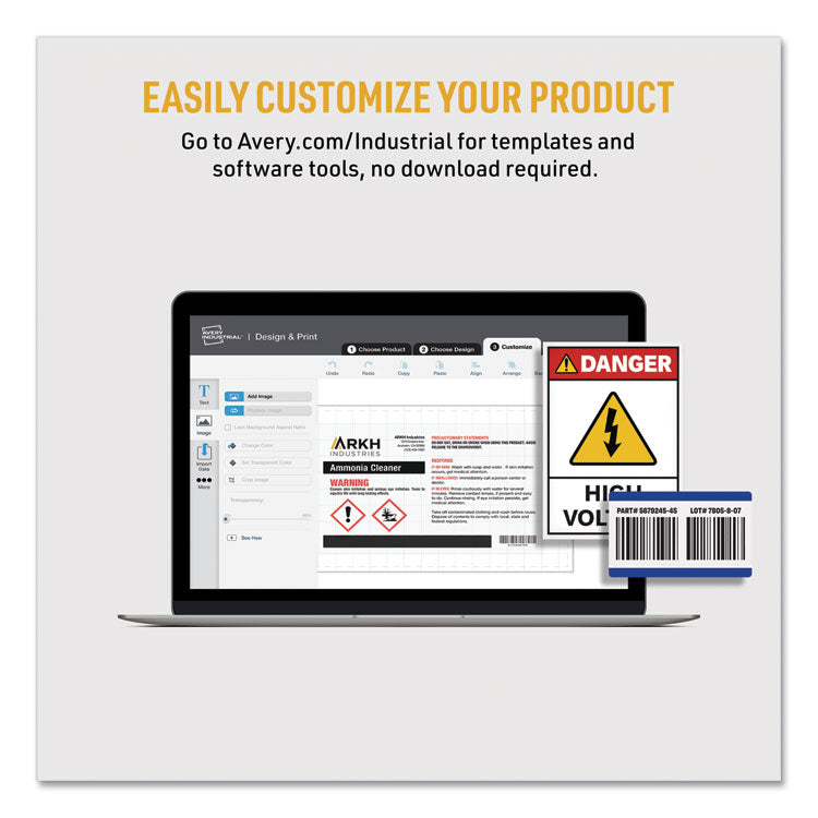 Ultraduty Ghs Chemical Waterproof And Uv Resistant Labels, 3.5 X 5, White, 4/sheet, 50 Sheets/box