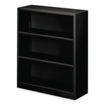 Metal Bookcase, Three-Shelf, 34.5w x 12.63d x 41h, Black