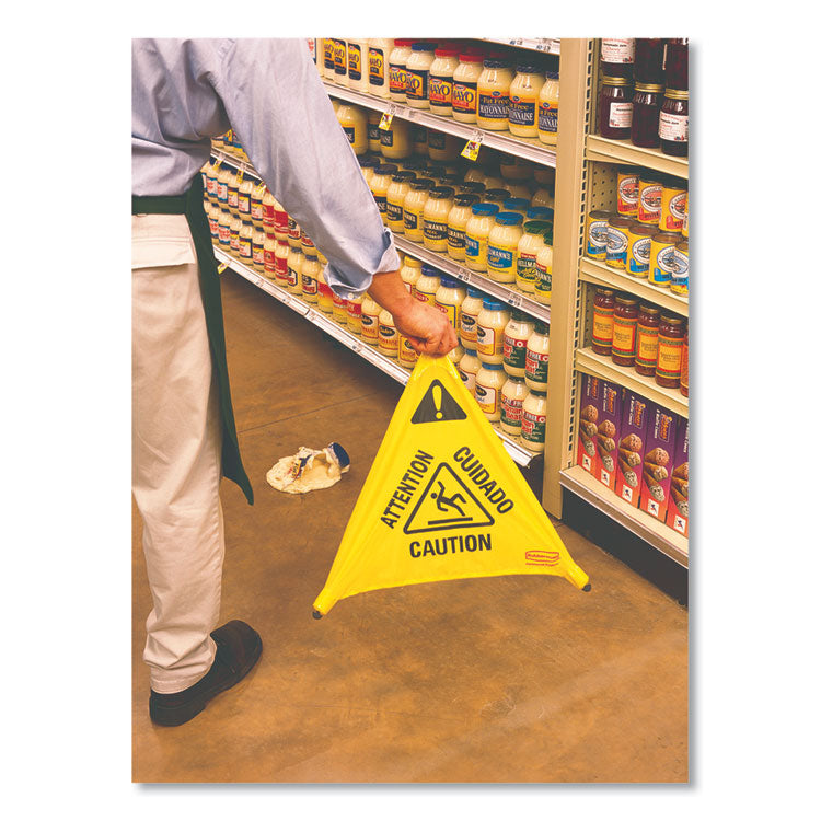Multilingual Pop-Up Wet Floor Safety Cone, 21 X 21 X 30, Yellow