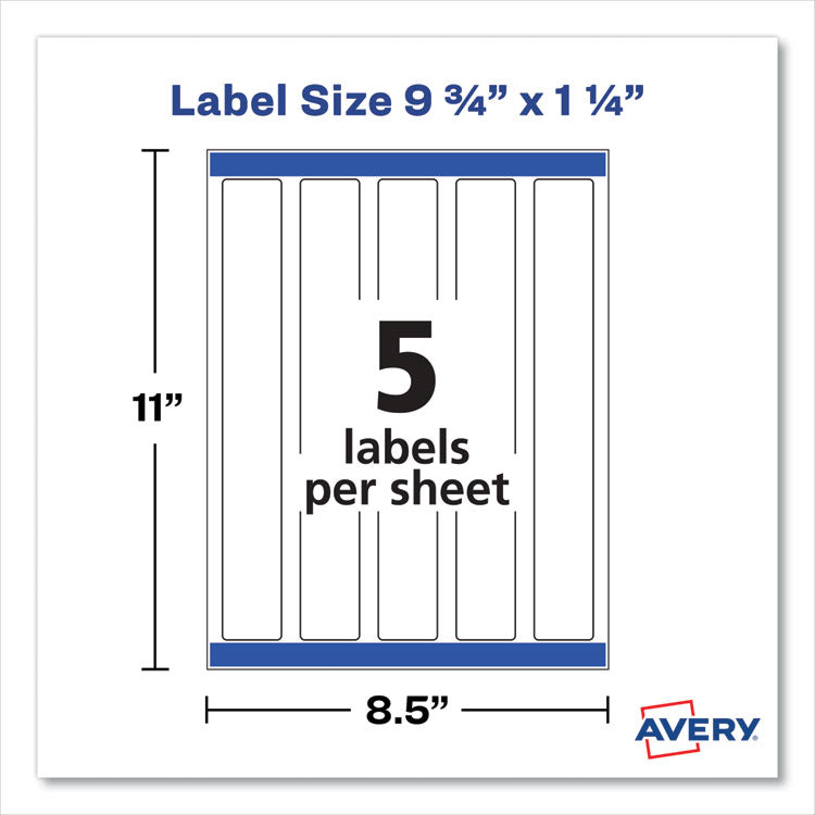 Water-Resistant Wraparound Labels w/ Sure Feed, 9.75 x 1.25, White, 40/Pack