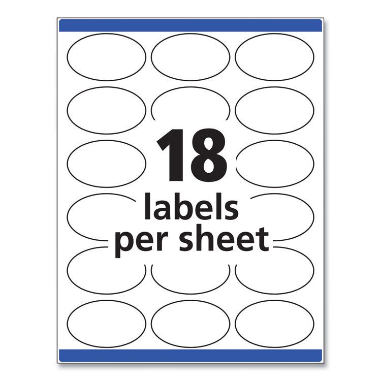 Oval Print-To-The-Edge Labels, 1.5 X 2.5, White, 18/sheet, 15 Sheets/pack