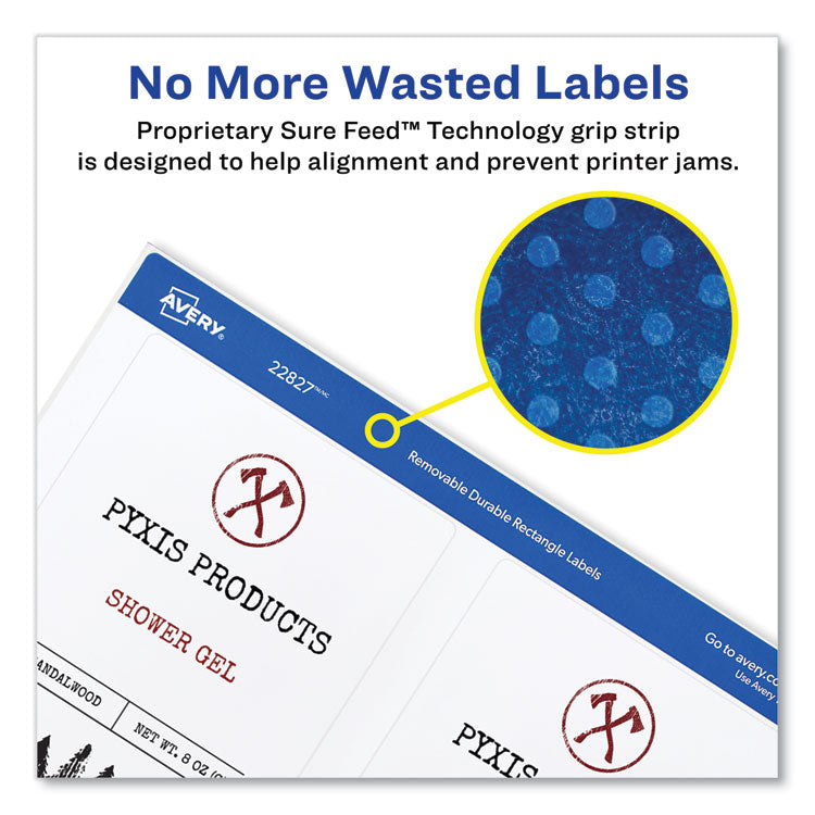 Removable Print-to-the-Edge White Labels w/ Sure Feed, 3.5 x 4.75, 32/Pack