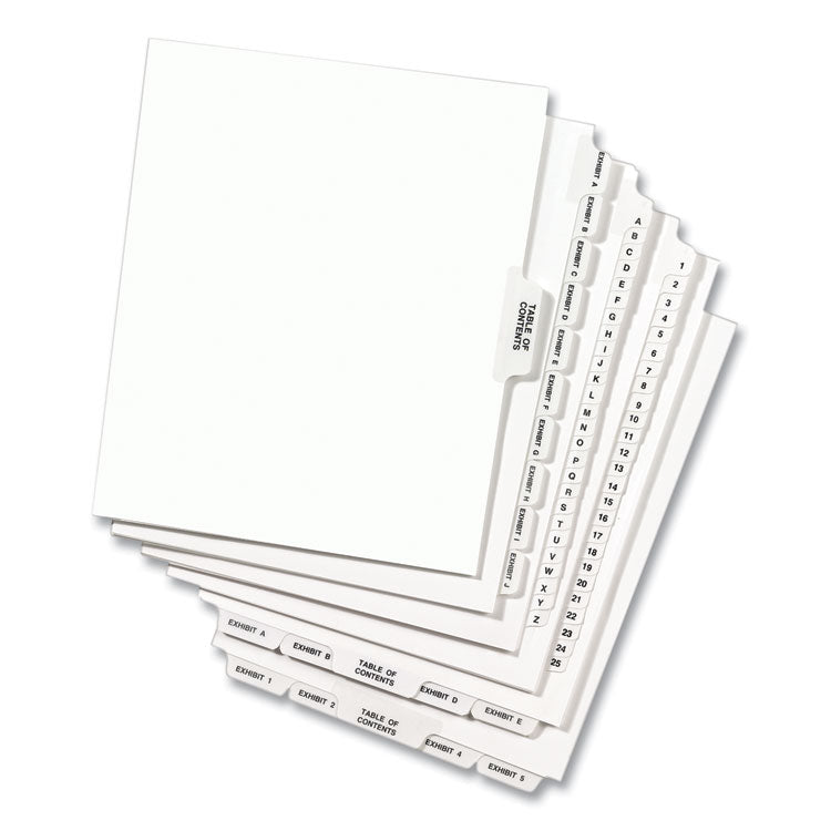 Preprinted Legal Exhibit Side Tab Index Dividers, Avery Style, 10-Tab, 16, 11 X 8.5, White, 25/pack, (1016)