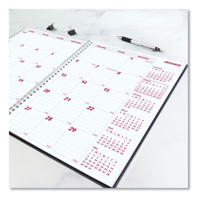 DuraFlex 14-Month Planner, 11 x 8.5, Black Cover, 14-Month: Dec 2024 to Jan 2026