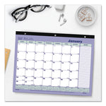 Monthly Desk Pad Calendar, 3-Hole Punched, 11 x 8.5, White/Blue/Green Sheets, Black Binding, 12-Month (Jan to Dec): 2025