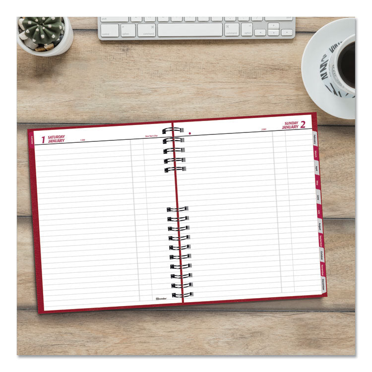 CoilPro Daily Planner, 10 x 7.88, Red Cover, 12-Month (Jan to Dec): 2025