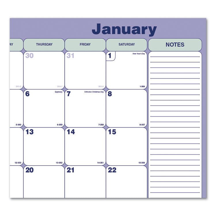 Monthly Desk Pad Calendar, 21.25 x 16, White/Blue/Green Sheets, Black Binding, Black Corners, 12-Month (Jan to Dec): 2025