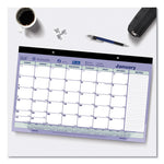 Monthly Desk Pad Calendar, 17.75 x 10.88, White/Blue/Green Sheets, Black Binding, Clear Corners, 12-Month (Jan to Dec): 2025