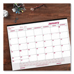 Monthly Desk Pad Calendar, 22 x 17, White/Burgundy Sheets, Black Binding, Clear Corners, 12-Month (Jan to Dec): 2025