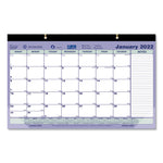 Monthly Desk Pad Calendar, 17.75 x 10.88, White/Blue/Green Sheets, Black Binding, Clear Corners, 12-Month (Jan to Dec): 2025