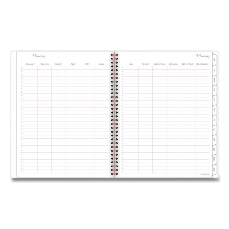 Mina Weekly/Monthly Planner, Floral Artwork, 11 x 8.5, White/Violet/Peach Cover, 12-Month (Jan to Dec): 2025