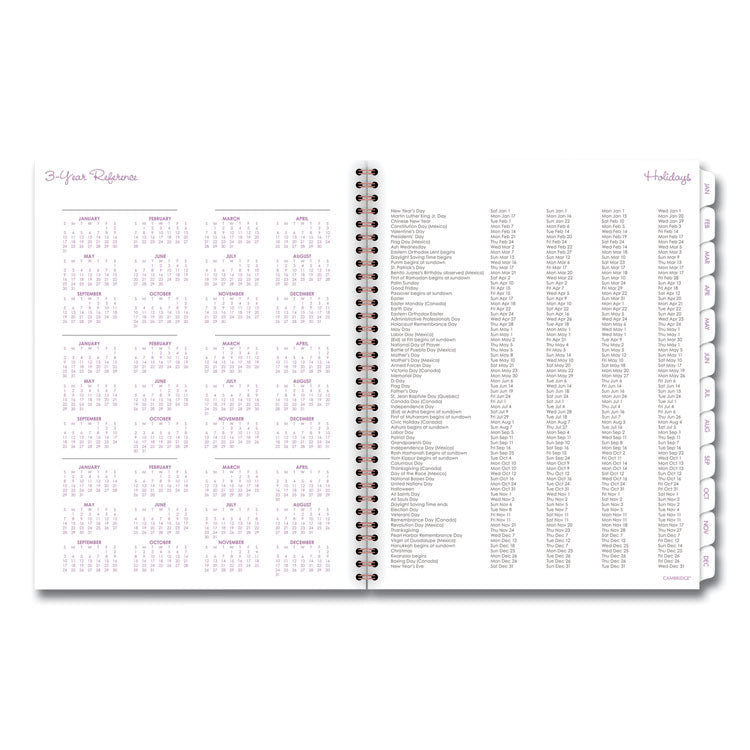 Mina Weekly/Monthly Planner, Floral Artwork, 11 x 8.5, White/Violet/Peach Cover, 12-Month (Jan to Dec): 2025