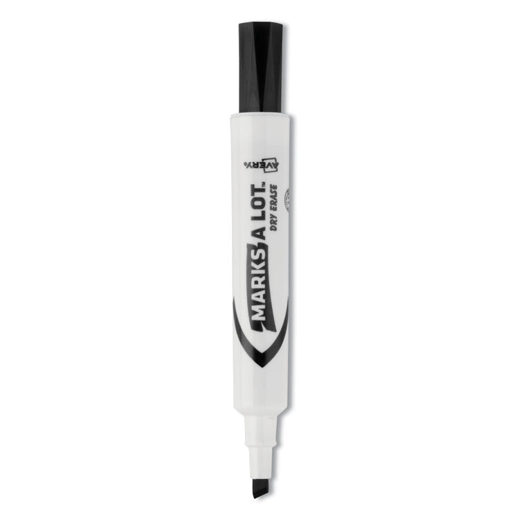 Marks A Lot Desk-Style Dry Erase Marker, Broad Chisel Tip, Black, Dozen (24408)