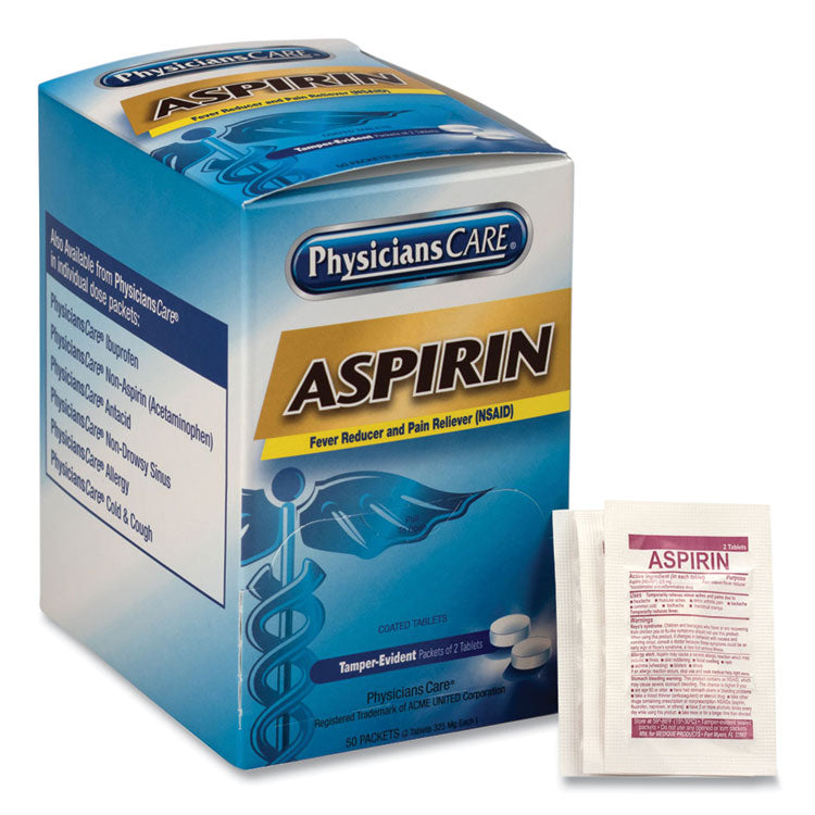 Aspirin Medication, Two-Pack, 50 Packs/box
