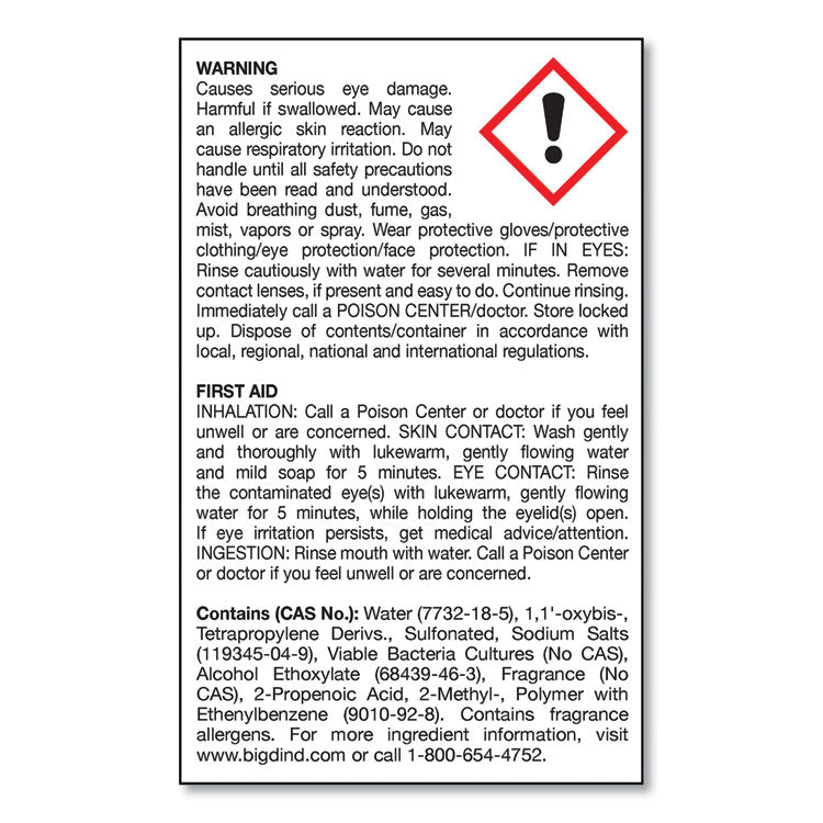 Enzym D Digester Liquid Deodorant, Lemon, 1 Gal Bottle, 4/carton