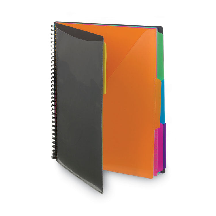 Poly Project Organizer, 12 Letter-Size Sleeves, Gray With Bright Pockets