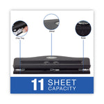 11-Sheet Commercial Adjustable Desktop Two- To Three-Hole Punch, 9/32" Holes, Black