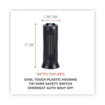 Mini Tower Ceramic Heater, 1,500 W, 7.37 x 7.37 x 17.37, Black