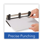 40-Sheet Accented Heavy-Duty Lever Action Two- To Seven-Hole Punch, 11/32" Holes, Black/woodgrain