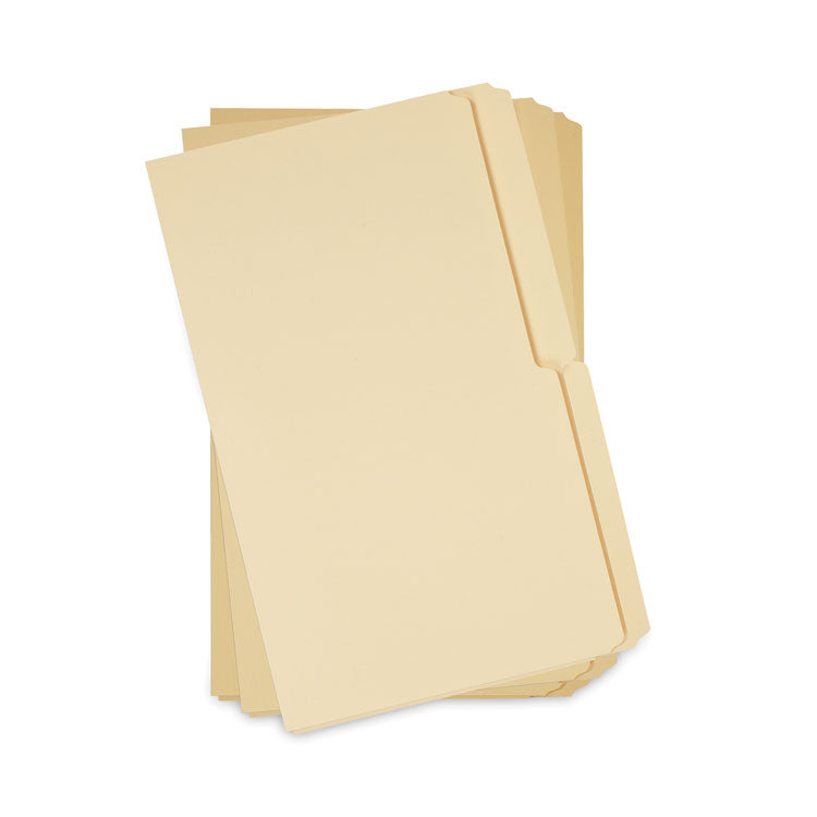 Top Tab File Folders, 1/2-Cut Tabs: Assorted, Legal Size, 0.75" Expansion, Manila, 100/Box