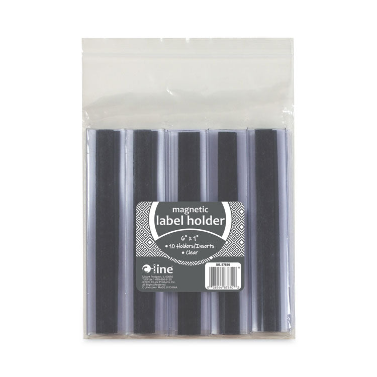 Clear Magnetic Label Holders, Side Load, 6 x 1, 10/Pack